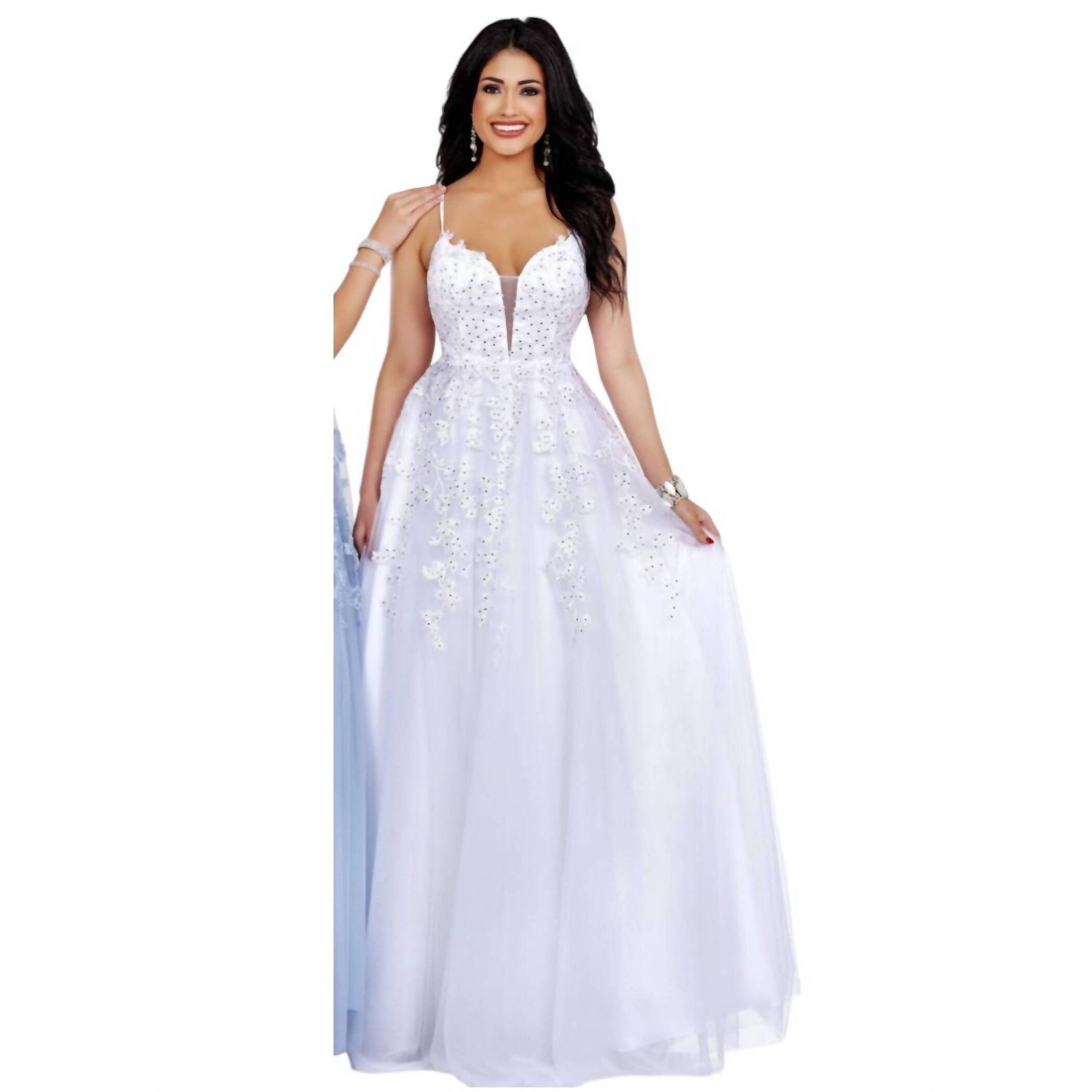 New Karishma Creations Embroidered Tulle Maxi Dress In White